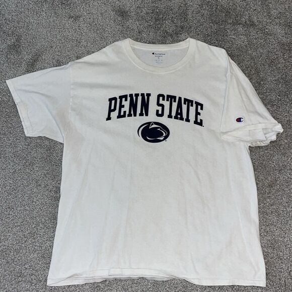 Champion SS men’s Penn State PSU Nittany Lions White out worn used tee T Shirt L - Picture 1 of 3